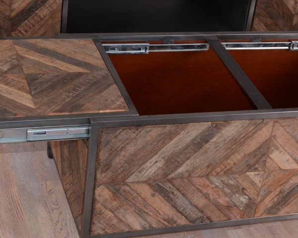 Mesa de centro tipo bar de metal y madera industrial de 100 cm «Wood»