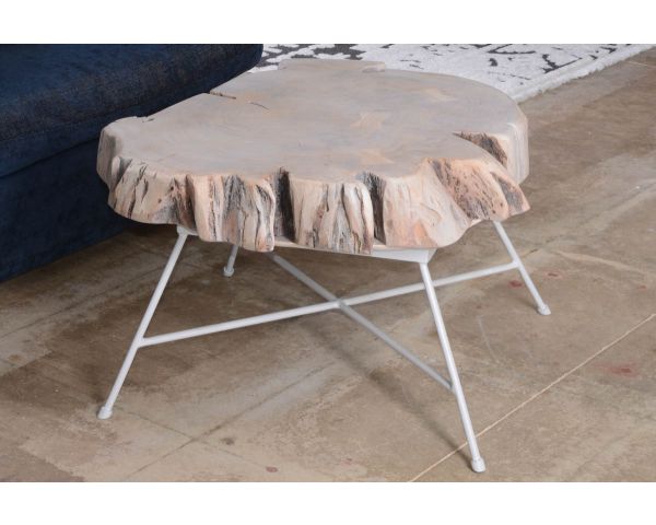 Mesa de centro de madera de tronco con patas de metal «Nervure»