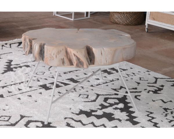 Mesa de centro de madera de tronco con patas de metal «Nervure»