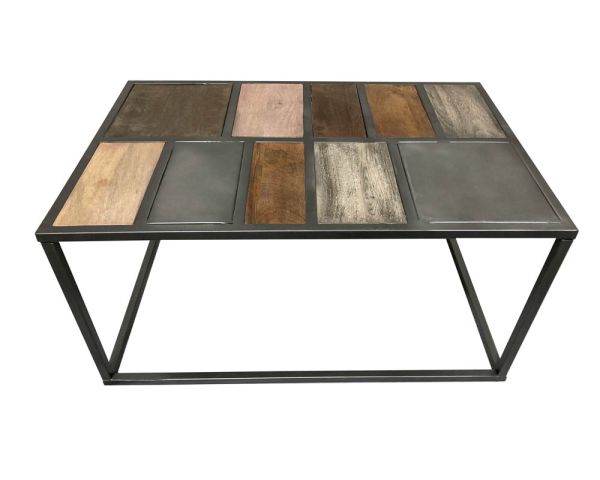 Mesa de centro rectangular de metal y madera con base etérea «Camaïeu»