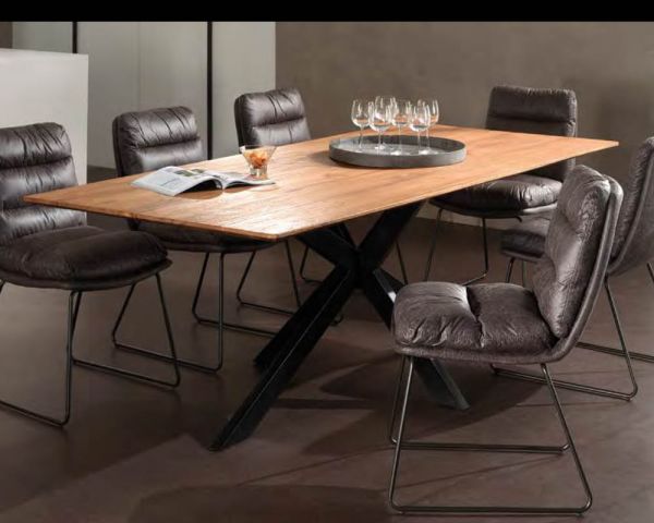 Mesa de comedor grande de madera reciclada y metal, 220 cm, «Copley»