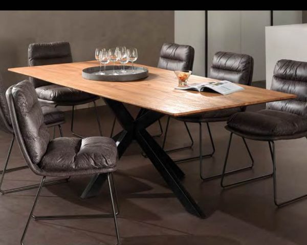 Mesa de comedor con patas Mikado y tablero de teca de 180 cm «Copley»