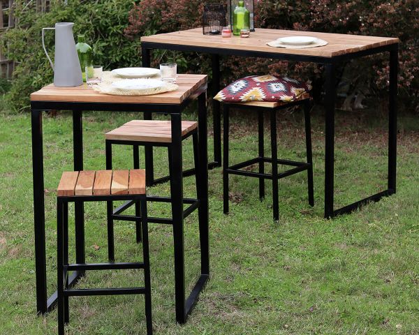 Mesa alta cuadrada de madera exótica de 70 x 70 cm «Garden»