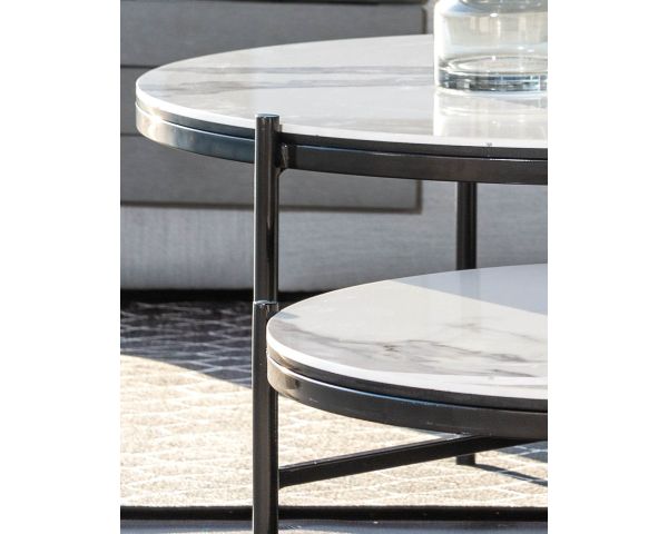 Mesa de centro de cerámica y aluminio, 60 de diámetro, «Lazy Beach»