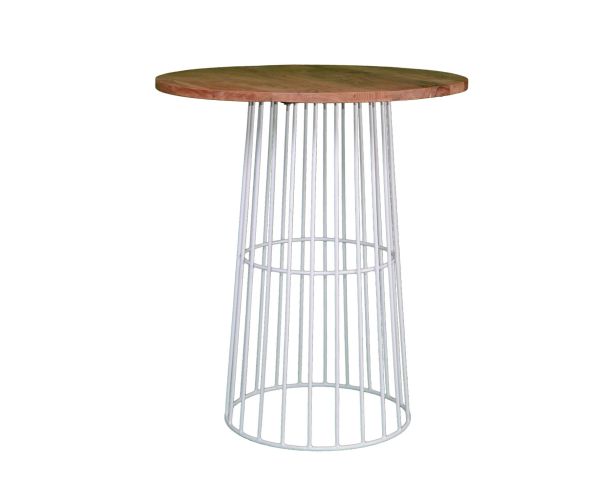 Mesa de bar de estilo loft de madera y metal blanco «Hello»