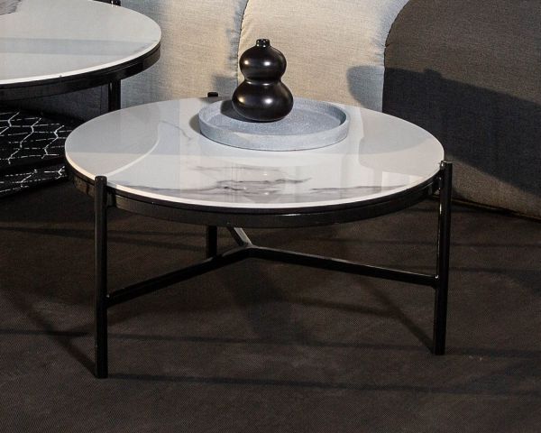 Mesa de centro de cerámica y aluminio, 60 de diámetro, «Lazy Beach»