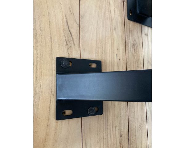 Mesa de comedor cuadrada de 120 cm de acacia con patas en forma de cruz de metal «3D» 