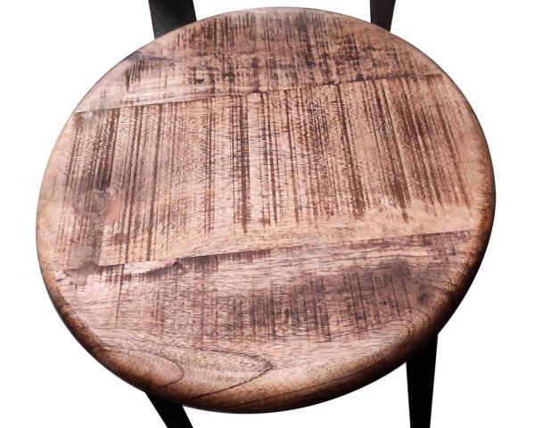 Silla de bar para isla de cocina, de metal negro y madera exótica «Atelier Grey»