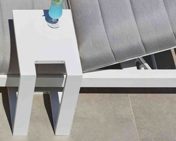 Tumbona doble blanca y gris acolchada de alta gama «Terrasse»