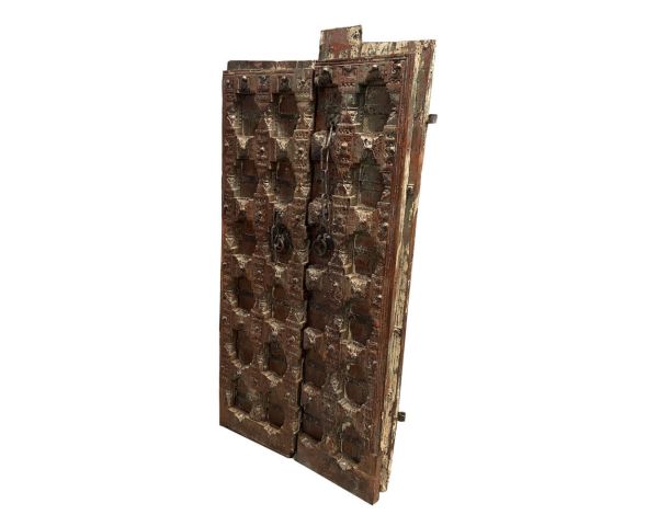 Puerta tradicional india de madera maciza y metal «Puerta antigua»