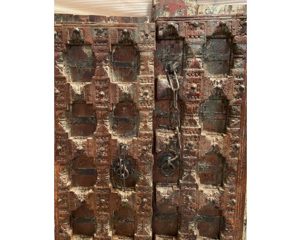 Puerta tradicional india de madera maciza y metal «Puerta antigua»