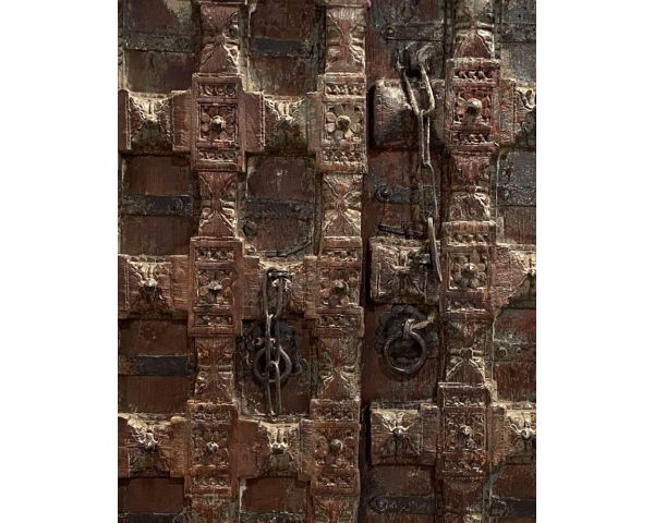 Puerta tradicional india de madera maciza y metal «Puerta antigua»