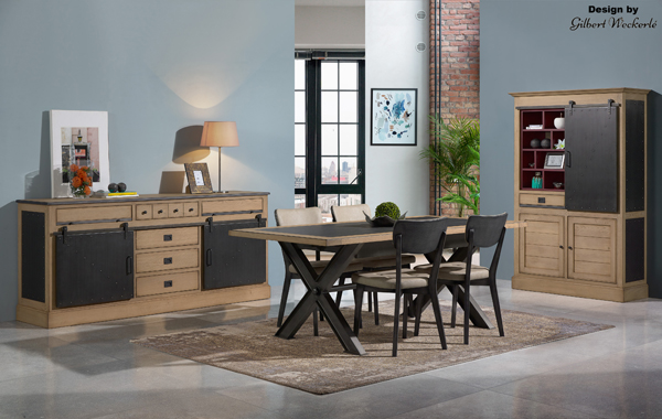 Comedor de madera maciza de estilo industrial